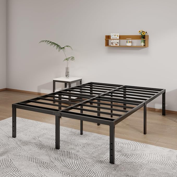 LUMUNANCE Metal Bed Frame California King Size - 18 Inch Heavy-Duty Cal King Platform Bed Frame No Box Spring Needed, Easy Assembly, Noise-Free, Sturdy Mattress Foundation, Underbed Storage Space