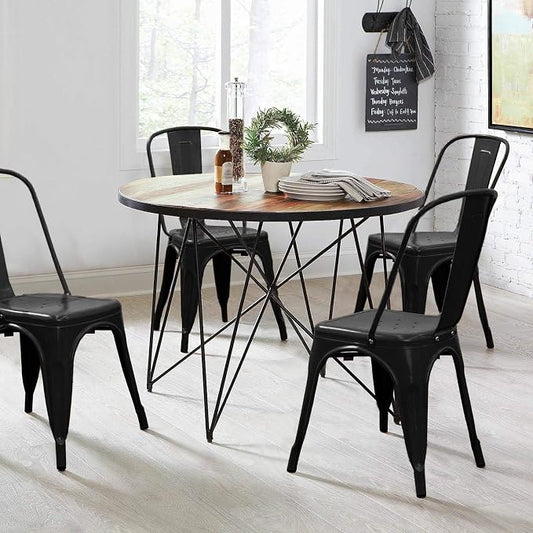 Devoko Metal Dining Chair Set of 4, 18 Inch Seat Height Chair, Stackable Classic Trattoria Metal Chairs 300 Weight Capacity for Indoor Outdoor Home Kitchen Patio Cafe Restaurant Use