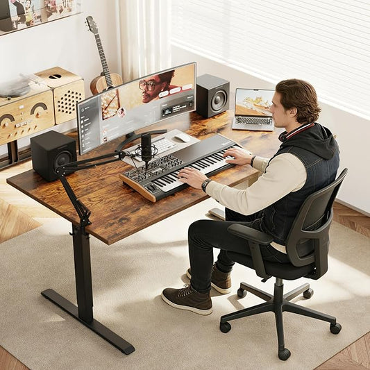 Agilestic Electric Standing Desk, 48 x 28 Inches Height Adjustable Desk, Sit Stand up for Work Office Home, Ergonomic Rising Computer Table with Memory Preset, Rustic Brown