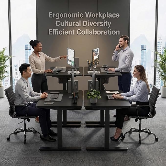 Grandder 47x32 Large Electric Standing Desk, Height Adjustable Computer Desk with 2 Memory Presets, 31.5" Deep Desktop Sit Stand Desk Home Office Desk Workstation Table with Hooks, Black