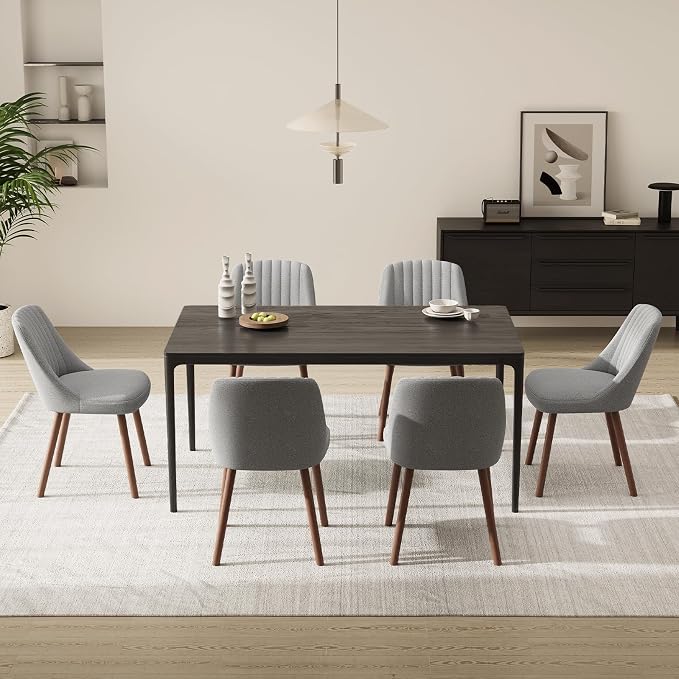 MALOL Upholstered Dining Chairs Set of 4, Modern Fabric Kitchen Chairs with Back, Wood Legs for Kitchen Dining Room Restaurant, Grey