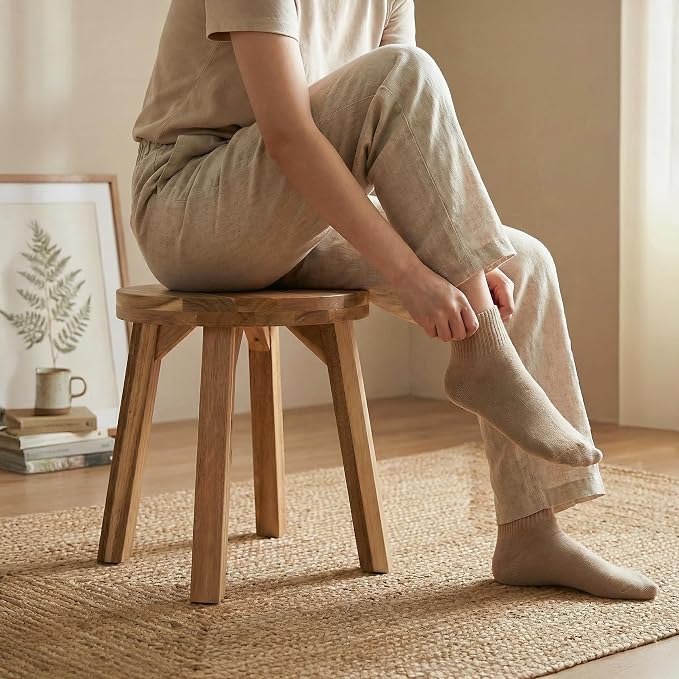 ARROWSTONE Round Stool Acacia Wood, 12" Height, 11" Round Top, Backless, Easy Assembly, Natural Wax Finish, Wooden Stool for Plant, Dining Room, Living Room, Garden, Makeup