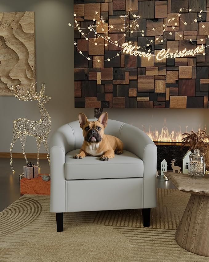 GarveeHome Accent Chairs Set of 2 Faux Leather Chairs Barrel Club Chairs Comfy Living Room Chairs with Sturdy Legs for Bedroom Reading Room Waiting Room(Gray)