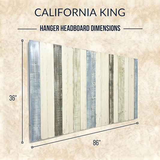Barn Walls California King Wood Headboard - Farmhouse Mix Design - Wall Mounted Floating Headboard for California King Bed - Handcrafted Solid Wood - Easy No-Drill Installation