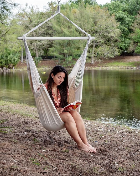 ADVOKAIR Hammock Chair Swing, Heavy-Duty Hanging Rope Swing Seat Supports 500 Lbs, Ideal for Outdoor Patio, Backyard, Porch, Deck & Indoor Bedroom Use