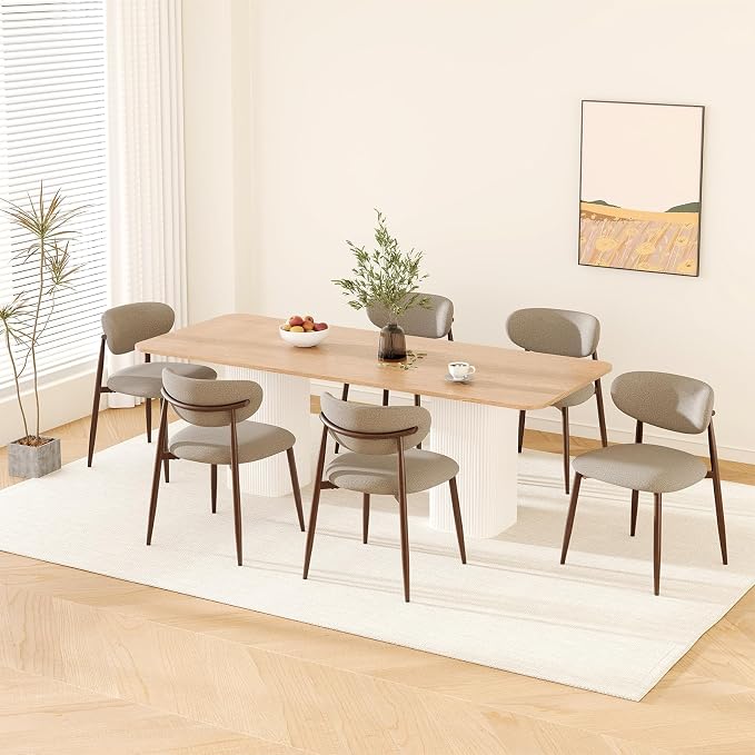 MALOL Upholstered Dining Chairs Set of 2, Curved Back Kitchen Chairs with Metal Legs and Anti Slip Pads, Dining Room Chair for Home and Restaurant, Camel