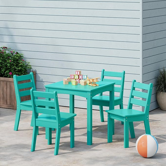 Costaelm Kids Outdoor 24" Dining Table, Turquoise