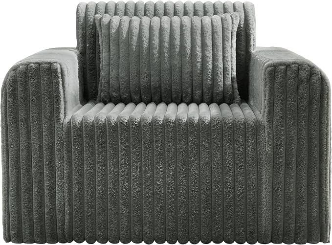 Hobestluk Single Sofa Foam Couch Sofa for Small Spaces Comfy Sofas with Removable Cover Furry Couch with Pillows for Living Room, Bedroom, Apartment, Office (Grey, Standard)
