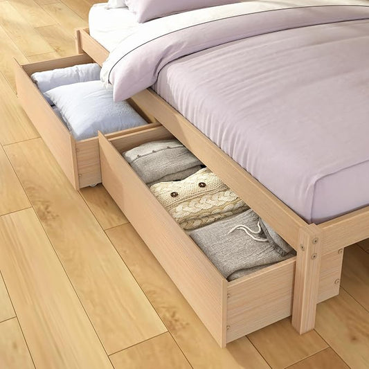 Grain & Grove Bear Twin Over Full Bunk Bed with Storage Drawers, Sturdy Bunk Bed Frame for Kids, Plywood Bunk with Ladder, Guardrail, and Slats, No Box Spring Required, Oak Embossed Natural
