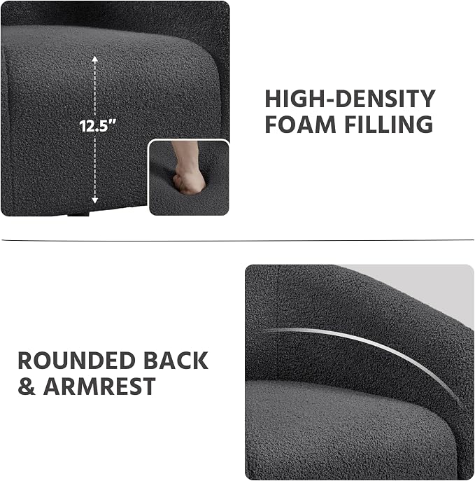 Topeakmart Barrel Chair, Soft Sherpa Accent Chair Side Chair Club Chair Modern Style Deep Seating Barrel Armchair for Living Room Furniture Reading Room Bedroom, Set of 2, Dark Gray