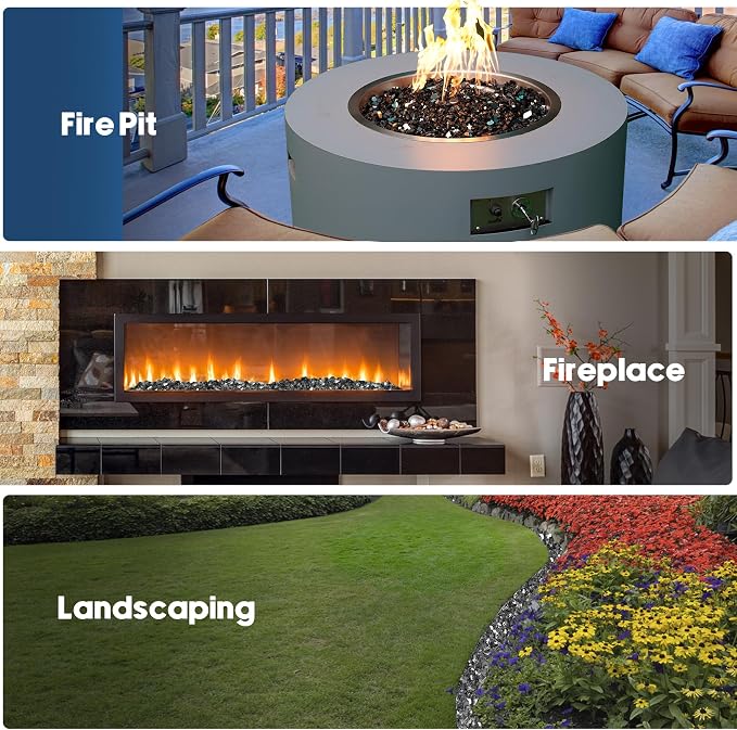 Skyflame 15-Pound Black Fire Glass, 1/2 Inch Reflective Fireplace Glass for Fire Table, Fire Bowl, Landscaping