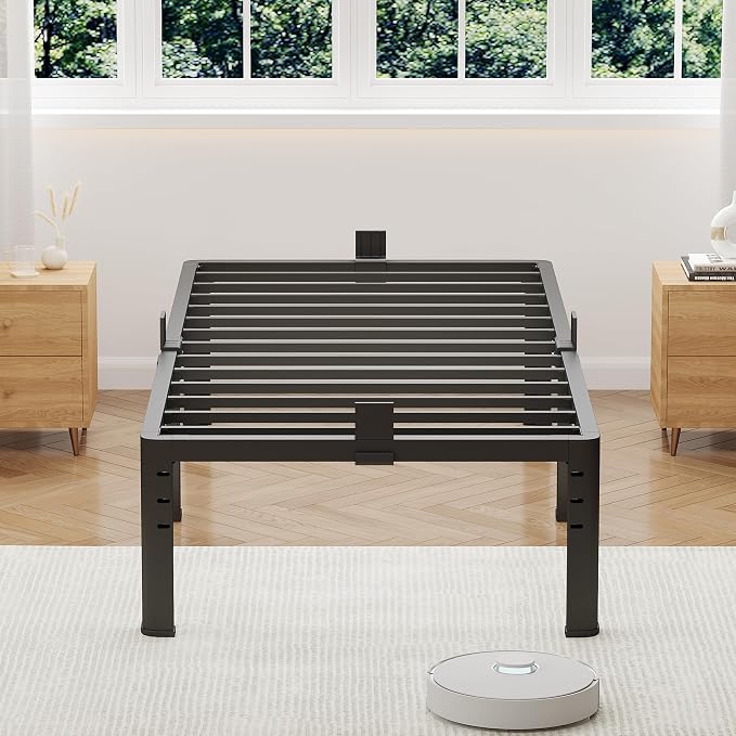 NKZ 14 Inch Twin Bed Frame, Sturdy Metal Platform with Round Corner Legs, 3,500 lbs Heavy Duty Steel Slat Support, Easy Assembly, Noise Free, No Box Spring Needed