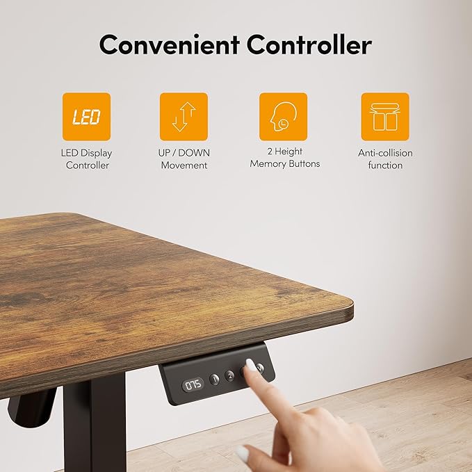 Cubiker L Shaped Standing Desk - 63 x 55 Inch Electric Adjustable Height Corner Standing Desk, Ergonomic Sit Stand Up Table, Splice Board for Home Office, Rustic Brown