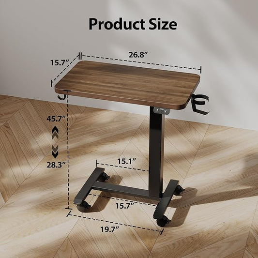 Agilestic Electric Standing Desk, 26 x 16 Inches Height Adjustable Desk, Sit Stand up for Work Office Home, Ergonomic Rising Computer Table with with Wheels, Dark Walnut