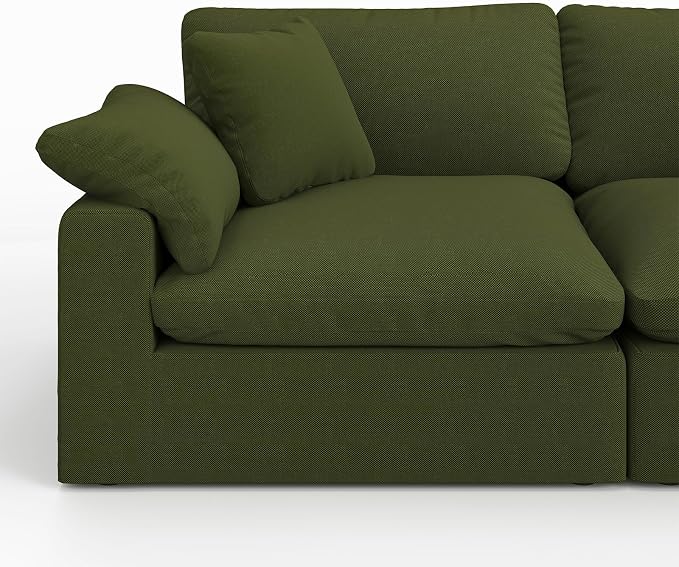 Oversize Cloud Modular Sectional Sofa,Chaise Down Filled Comfort Sofa Detachable Couch Cushion Covers for Living Room Apartment,Green