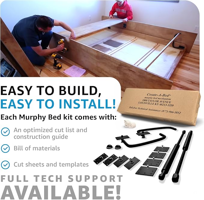 Create-A-Bed Twin Size Deluxe Murphy Bed Kit, Horizontal