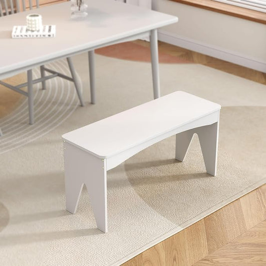 APRTAT Bamboo 35.4" Dining Room Bench, Long Indoor Shoe Bench Seat, White | 450LBS Weight Capacity, 2-Person Seat, Rounded Safety Corners, Multi-Scene Use, Easy Assembly