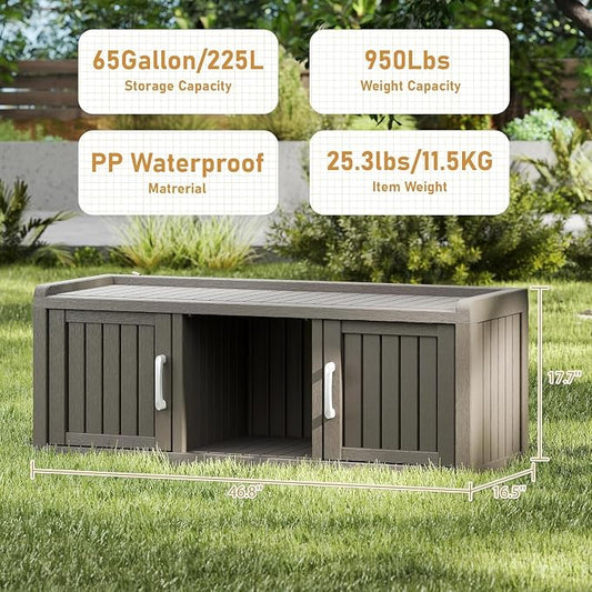 Outdoor Shoe Bench with Waterproof UV-Resistant Indoor Resin Shoe Cabinet Entryway Shoe Cabinet with 2 Doors or Entryway,Living Room,Bedroom,Black (2 Door)