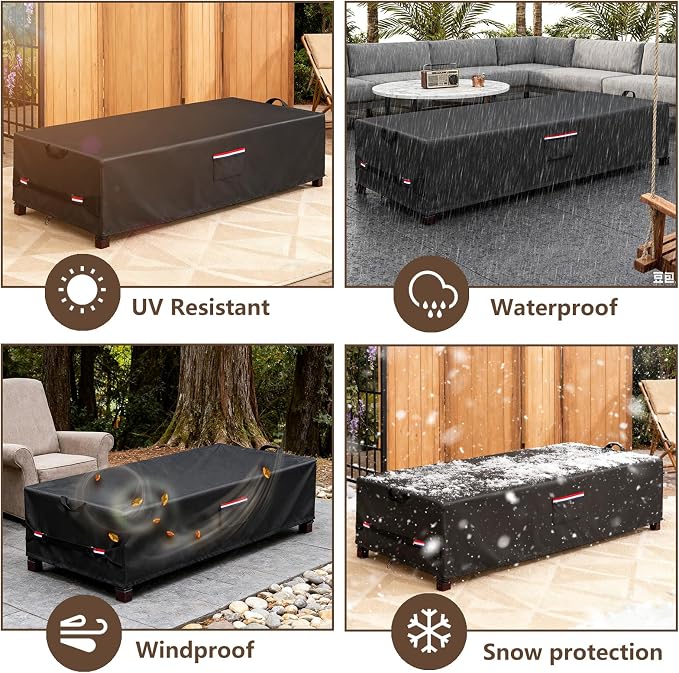 Rectangular Fire Pit Cover 60 inch,Heavy Duty 600D Waterproof Propane Gas Fire Pit Table Cover,Also Suitable for Outdoor Waterproof Firepit Table Cover 60 X 28 X 17 Inch Black