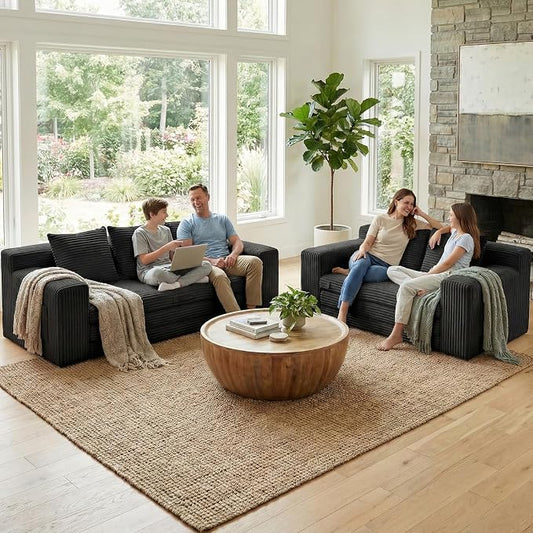Boneless Couch,Boneless Loveseat Sleeper Sofa Bed – 3-in-1 Convertible Couch Bed with Side Pockets & Handle,Pull Out Corduroy Futon for Small Space,Living Room & Bedroom,2 Pillows Included,No Assembly