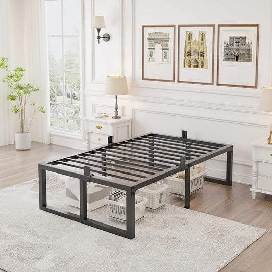 Yitong Angel Twin Bed Frame, 18 Inch High 3500 lbs Heavy Duty Metal Platform, Mattress Foundation with Steel Slat Support/No Box Spring Needed/Noise Free/Non-Slip/Easy Assembly