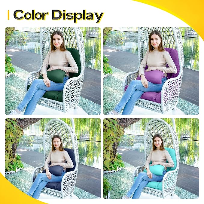MAGIC ELEPHANT Egg Chair Cushion, Memory Foam Hanging Egg Chair Cushion Replacement, Indoor Outdoor Hammock Basket Swing Cushion with Headrest (Green)