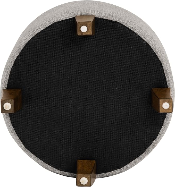 HomePop 19" Button Tufted Round Storage Ottoman - Gray Fabric