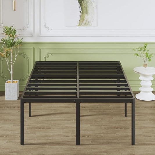 Lutown-Teen 25 Inch High Queen Bed Frame with Rounded Corner Legs, Heavy Duty Metal Queen Platform Bed Frame with Steel Slats Support, No Box Spring Needed, Noise Free, Easy Assembly