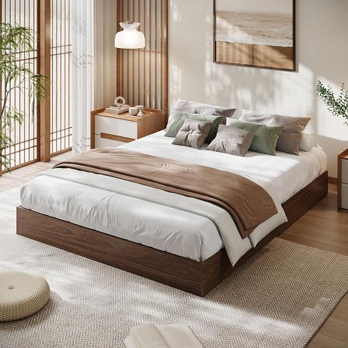 GarveeHome California King Wood Platform Bed Frame,Wooden Bed Frame Without Headboard, Wood Slat Support,No Box Spring Needed, Easy Assembly