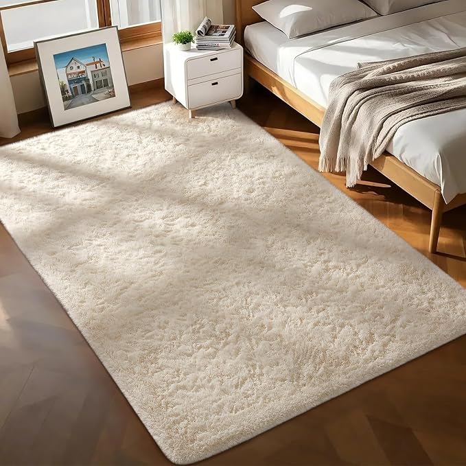 Ophanie 7x9 Area Rugs,Upgrade Non-Slip Fluffy Soft Rugs for Living Room,Large Shag Ivory Fuzzy Plush Rug,Shaggy Big Carpets for Bedroom,Kids Boys Girls Dorm Nursery Decor with Over 99 pcs Pile fibers