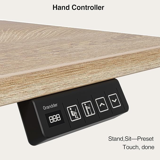 Grandder Electric Standing Desk with Four Drawers, Sit to Stand Up Height Adjustable Desk with Storage Shelf for Home Office, 55 * 24 Inch, Study, Ergonomic Adjustable Computer Desk, Oak