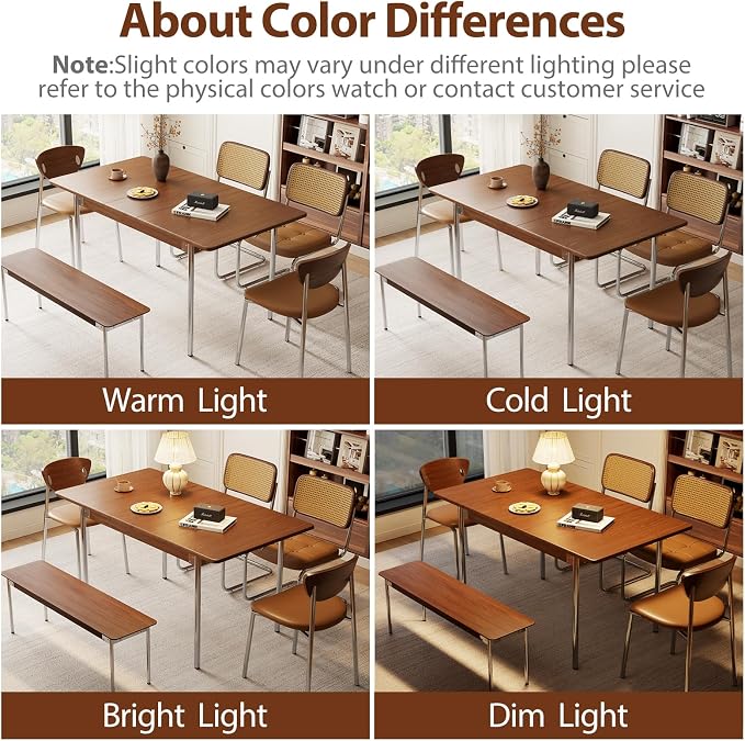 Walnut Extendable Dining Room Table for 4-8 People,Expandable Dining Table from 47.2 to 59 Inches,Wood Dining Table with Heavy-Duty Stainless Legs,Modern Kitchen Table for Small Spaces,Easy Assembly