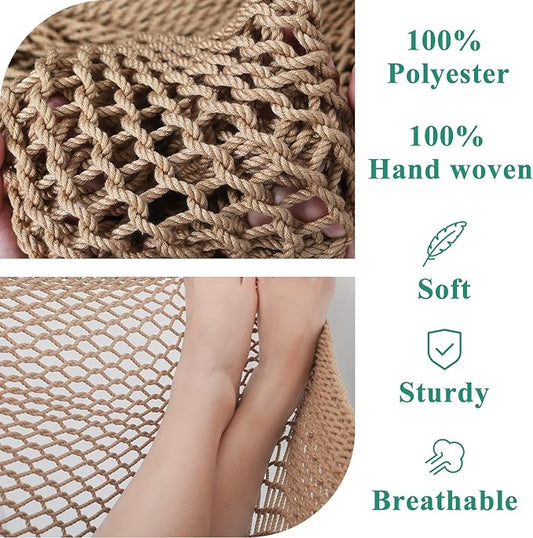 Upgraded Caribbean Hammock Chair with Detachable Metal Bar, Large Hammock Swing Chair, XL Rope Hanging Chair for Outdoor Indoor, 330 LBS Weight Capacity, Burlywood