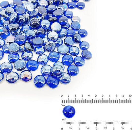 19 Pound Fire Glass Beads for Fire Pit 1/2 inch Tempered Glass Rocks Cobalt Blue