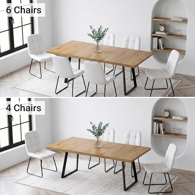 ZckyCine 47‑63 Inch Extendable Dining Table, Rustic Wood Tabletop for 4‑6‑Person Dining Rooms and Kitchen