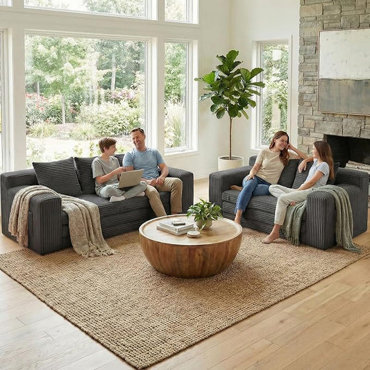 Boneless Couch,Boneless Loveseat Sleeper Sofa Bed – 3-in-1 Convertible Couch Bed with Side Pockets & Handle,Pull Out Corduroy Futon for Small Space,Living Room & Bedroom,2 Pillows Included,No Assembly