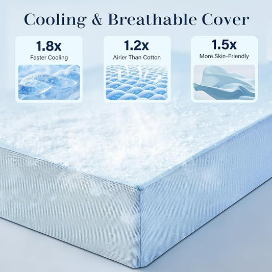 Lazyzizi Cooling Folding Mattress,6 Inch Foldable Mattress with Memory Foam Cold & Breathable Fabric Cover,Trifold Floor Guest Murphy Bed for Camping, RV