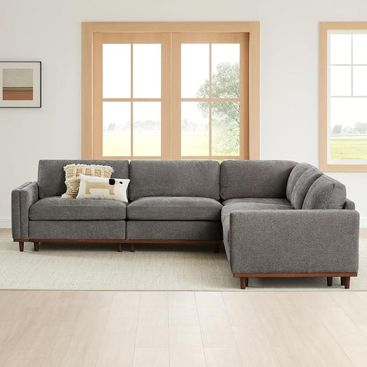 CHITA 114” Super Large Luxury Sectional Modular Sofa, Down Filled, 5 Seat Couch, Grey