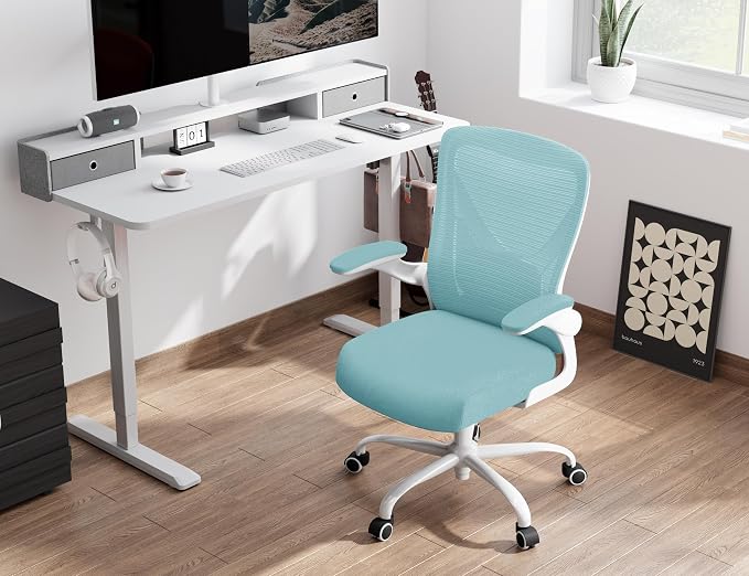 Office Chair - Ergonomic Desk Chair with Adjustable Lumbar Support, Mesh Computer Chair, Executive Office Chairs for Adults, Wide Seat Office Chair Back Support for Tall Men (Mint Green)