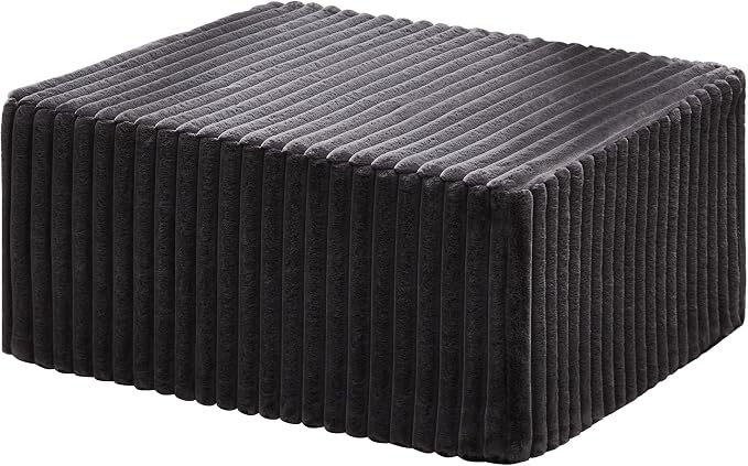 Hobestluk Rectangle Ottoman Memory Foam Footrest for Couch with Removable Cover Large Floor Seating for Adults Ottoman Coffee Table for Living Room, Bedroom or Office (Strip Grey, Footrest)