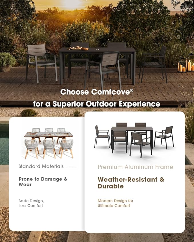 Outdoor Dining Chiars Set of 2, Aluminum Patio HDPS Outdooor Dining Chiars, All Weather Patio Furniture Set (Charcoal)