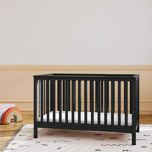 Storkcraft Hillcrest 4-in-1 Convertible Crib (Black) - Converts to Daybed, Toddler Bed, and Full-Size Bed, Fits Standard Full-Size Crib Mattress, Adjustable Mattress Support Base
