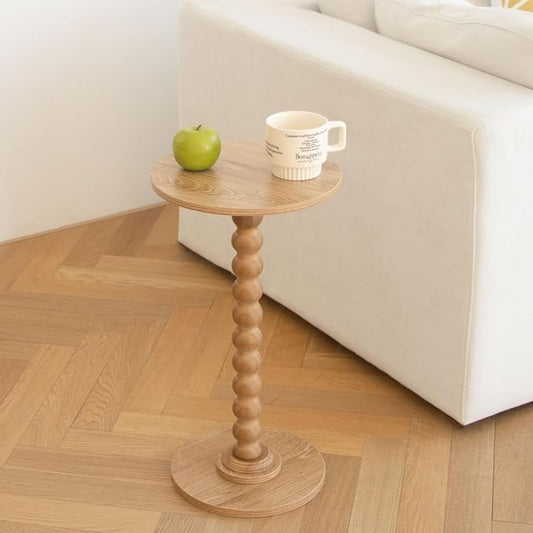 Fultyle Small Side Table, Drink Table for Small Spaces, Modern Martini Table with Solid Wood Leg, Round End Tables Living Room for Bedroom and Office (Rustic Walnut)