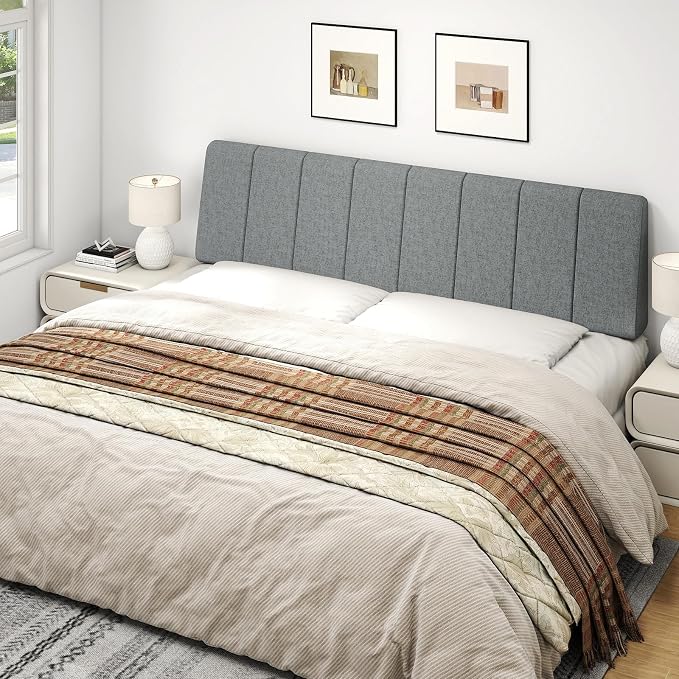King Size Headboard Only-No Assembly Required, Dark Gray | Easy to use no assembly required, Linen fabric and extra-thick foam for added comfort, Modern style headboard king size