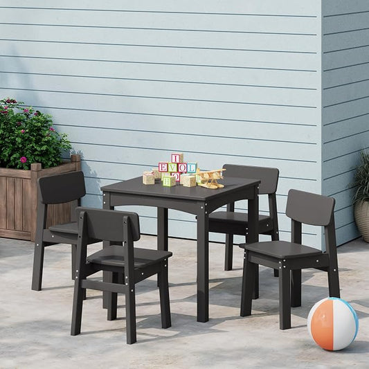 Costaelm Outdoor Kids Dining Chair Set of 2,Step Stool Toddler Chair, Gray