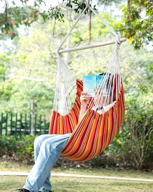 ADVOKAIR Hammock Chair Swing, Heavy-Duty Hanging Rope Swing Seat Supports 500 Lbs, Ideal for Outdoor Patio, Backyard, Porch, Deck & Indoor Bedroom Use