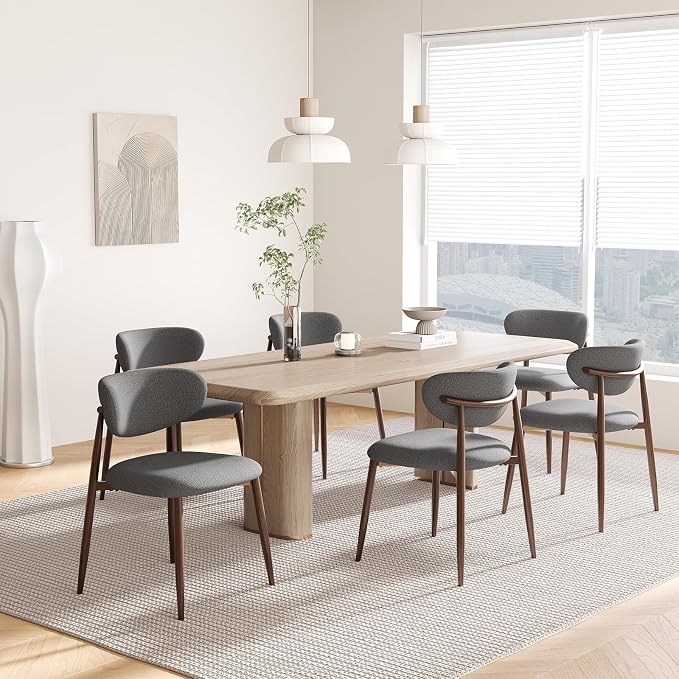 MALOL Dining Chairs Set of 2, Curved Back Kitchen Room Chairs with Metal Legs and Anti Slip Pads, Upholstered Dining Chair for Home and Restaurant, Light Grey