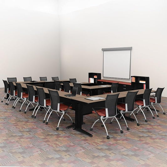 Regency Fusion 48 x 24 in. Training Table – Durable Edge Banding, Vented C-Leg Wire Management for Classroom, Office, and Training Room Workstations (Noble Oak)