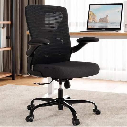 Ergonomic Office Chair - X-Shaped Computer Desk Chairs Comfy, Mesh High-Back Gaming Chair with Adjustable Lumbar Support, Executive Task Chair for Adults, Comfortable for Long Hours, Black, Pack of 2