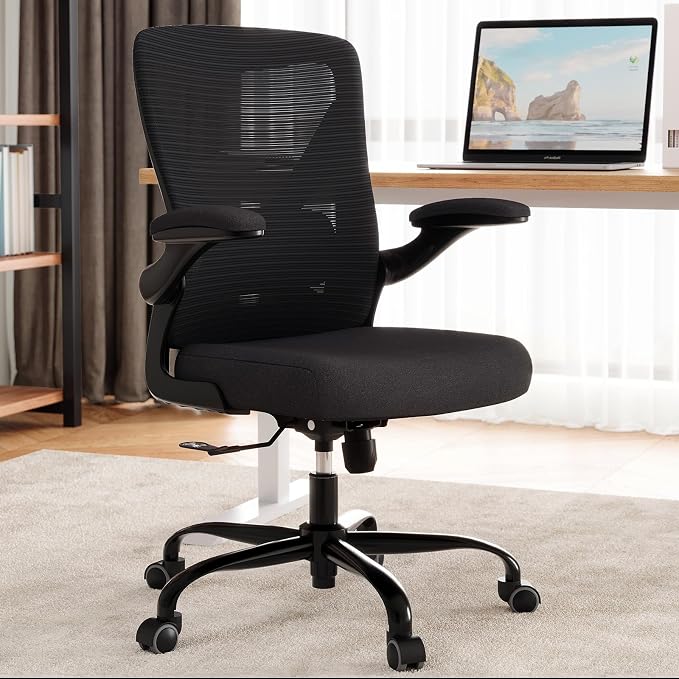 Ergonomic Office Chair - X-Shaped Computer Desk Chairs Comfy, Mesh High-Back Gaming Chair with Adjustable Lumbar Support, Executive Task Chair for Adults, Comfortable for Long Hours, Black, Pack of 3